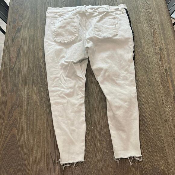 Express Womens Cropped Legging Jeans Mid Rise Stretch Cotton Blend White Size 16 - Picture 10 of 11